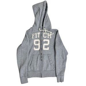Y2k Abercrombie & Fitch Gray Muscle Hoodie SZ Medium Thick Graphic Grunge